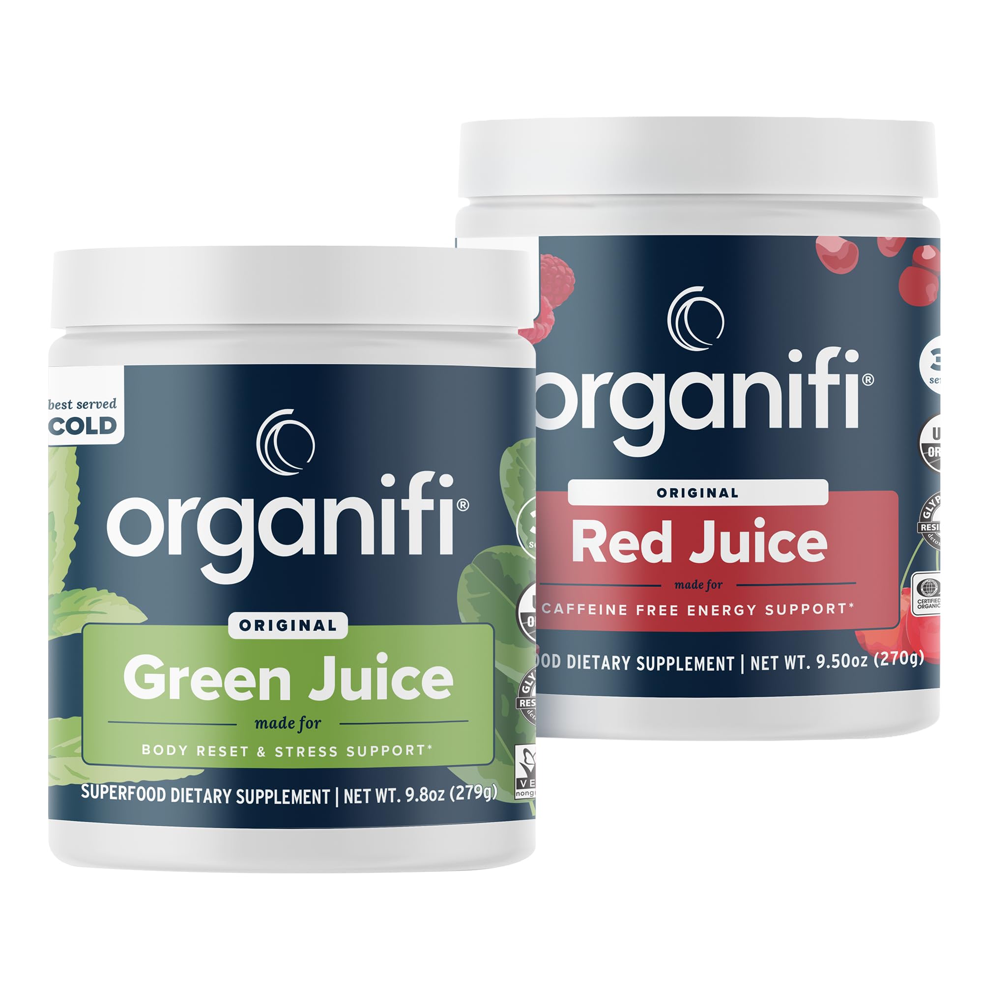 Organifi suplemento em pó para controle de peso Green Juice e Red Juice, 2 frascos