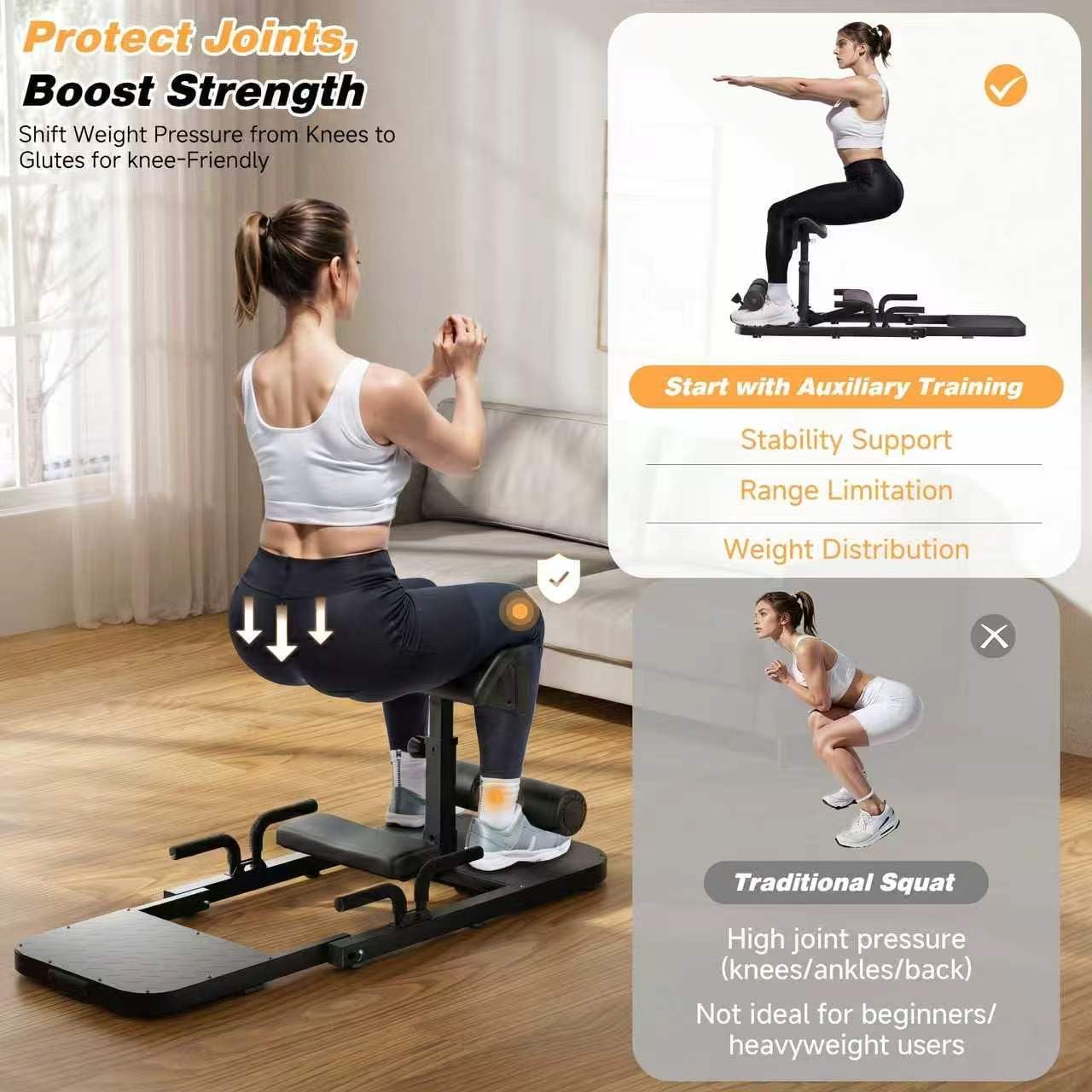 seanleecore Hip Thrust Machine with High Resistance and Protectors Pad - 3D High Density Polyurethane Cushion - Premium Squat for at Home Gym-Comes with Handles to Exercise Your Arms GlutesWorkout