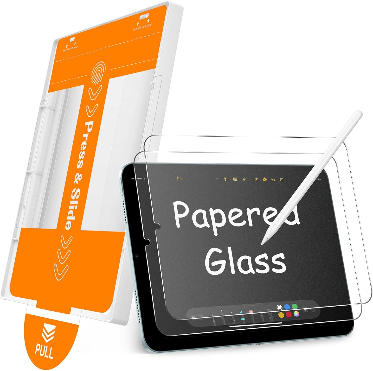 SPARIN 2 Pack Paper Glass Screen Protector for iPad Mini 7 (A17 Pro) & iPad Mini 6 8.3 inch (7th/6th Gen, 2024/2021), Matte Film for Drawing/Writing with Auto Application Tray iPad Mini A17 Pro/ 6th Gen