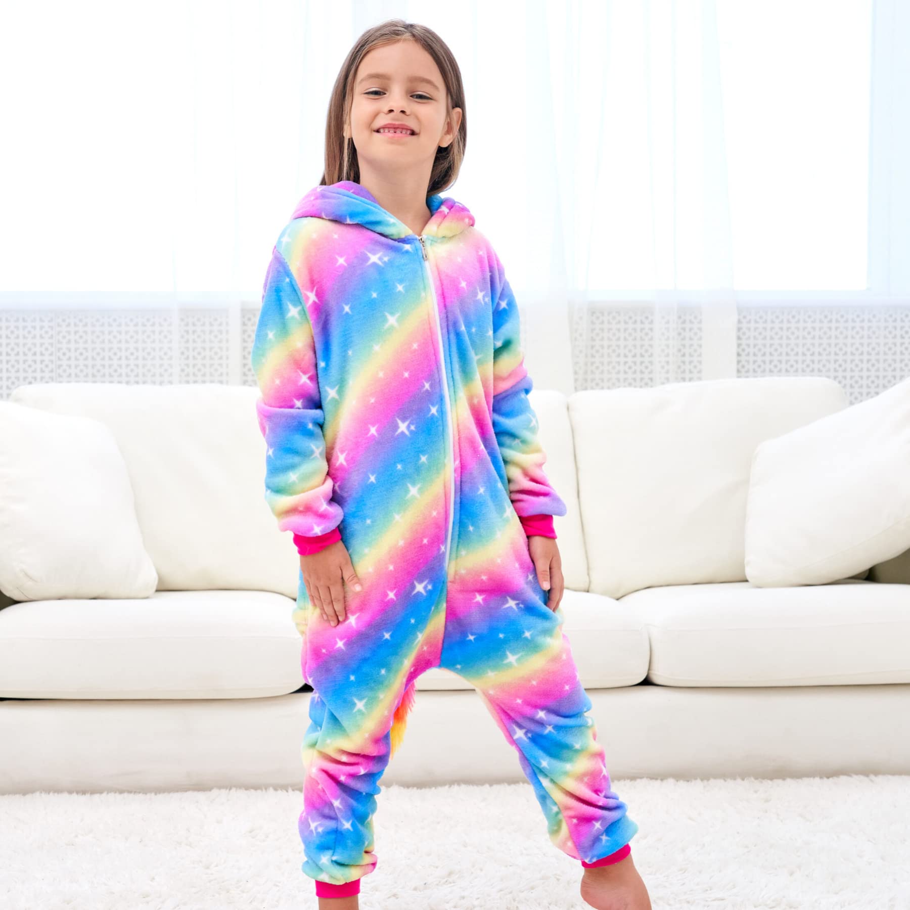 Pijama de Unicornio Suave Onesie Pijamas de Una Pieza para Niñas