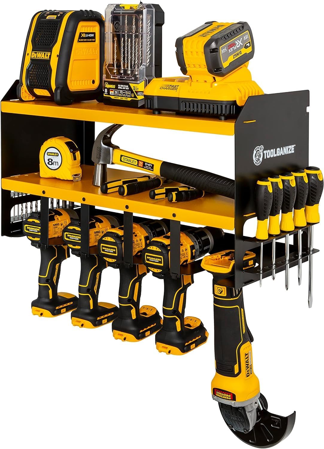 Power Tool Organizer Wall Mount, 3 Layer Heavy Duty Metal Cordless Power Tool Storage Rack for Handheld Drill Screwdrive Power Tools, Power Tool Storage Rack for Garage Workshop Warehouse Tool Room