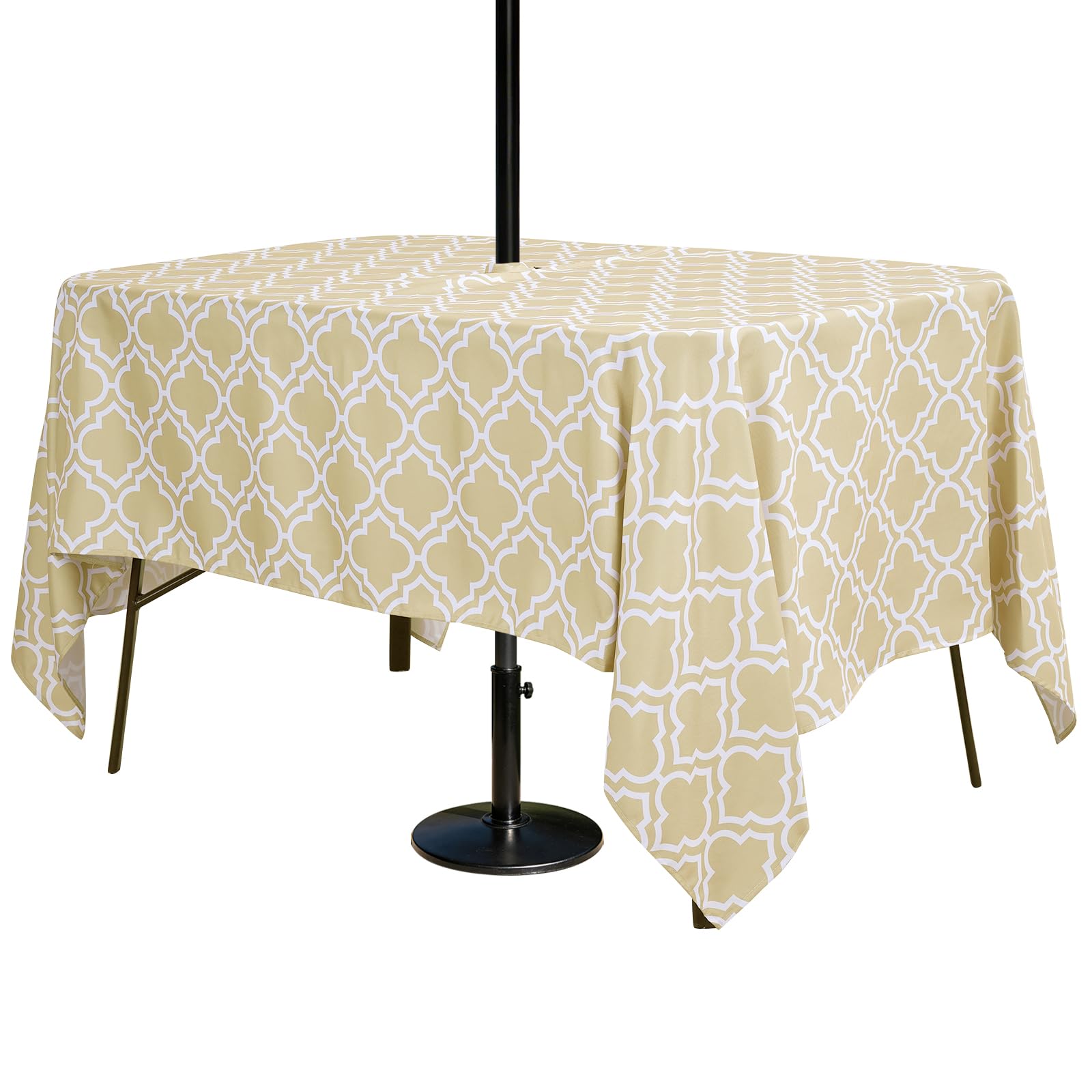 3E Home Tovaglia rettangolare impermeabile per esterni, con foro per ombrellone, per picnic, giardino, feste, 152 x 213 cm, foglia di palma