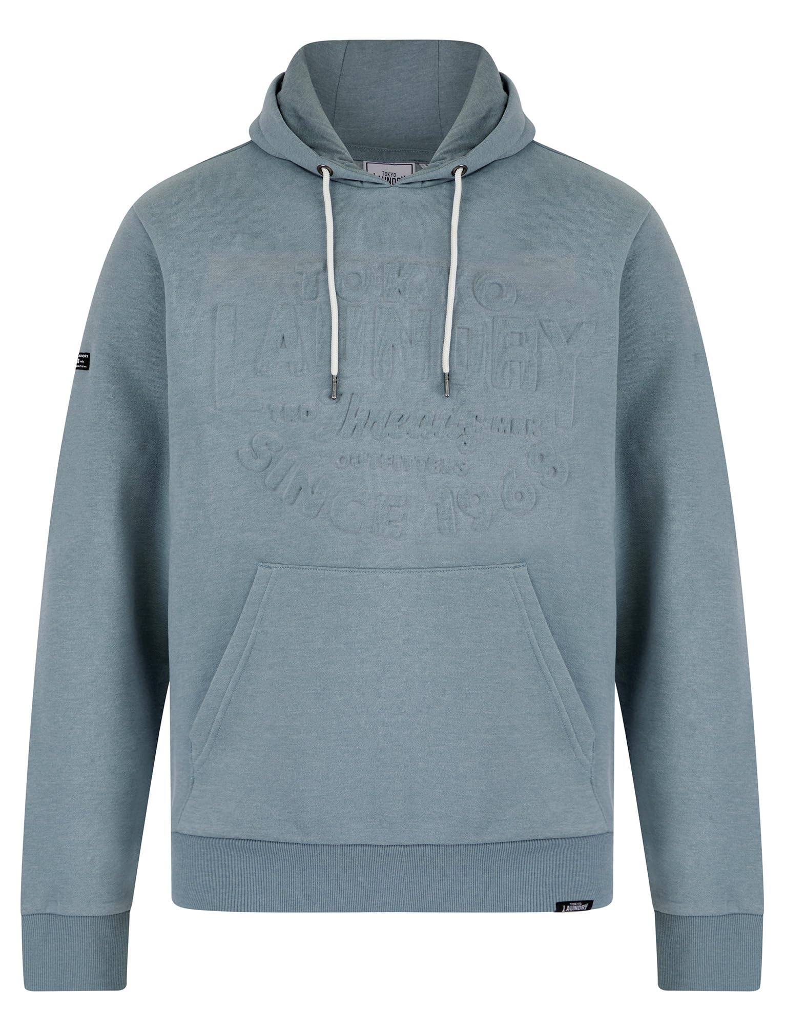 Tokyo Laundry Men's Cool Grey Tides Embossed Motif Brushback Fleece Pullover Hooded