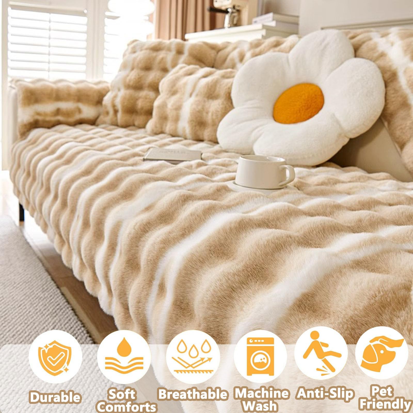 Housse de Canapé Peluche épais,Anti - Griffure Chat Couverture Universelle