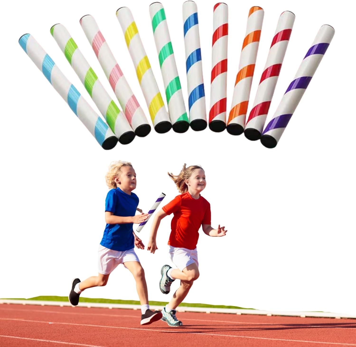 Kids Baton, Kids Relay Track Baton, Pe Equipment for Elementary School, 6 Sets for Race Gym Track and Field Equipment Games Outdoor Sports