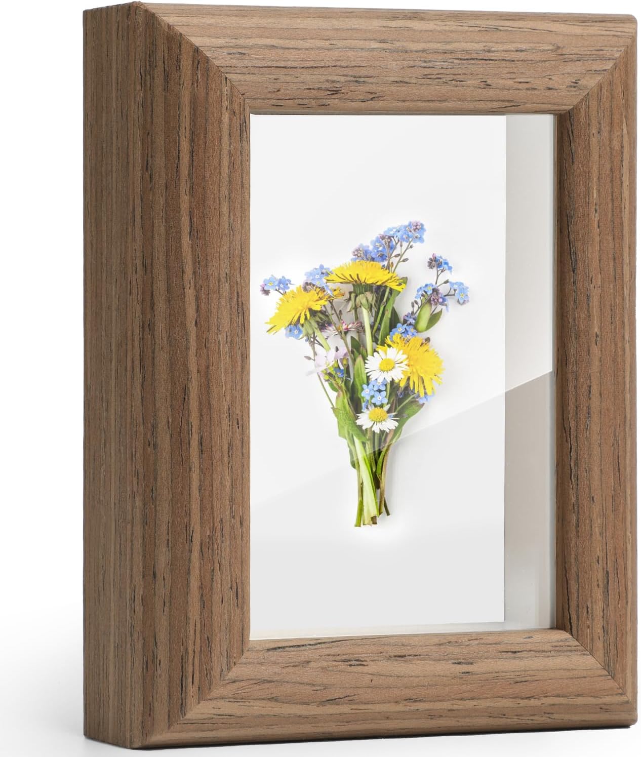 2x3 Mini Picture Frames - Small Wallet Size Picture Frames for Desk & Tabletop, Brown Wooden Standing Tiny Frame with Clear Plexiglass, Farmhouse Style Brown 2"x3"