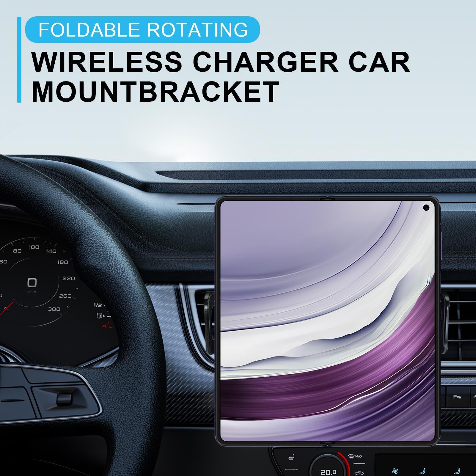 Caricabatterie Wireless Auto Caricatore da automobile per cellulare 15W | Supporti Telefono con Bloccaggio Automatico e Ricarica Rapida Per Chiamate Viaggi Navigazione