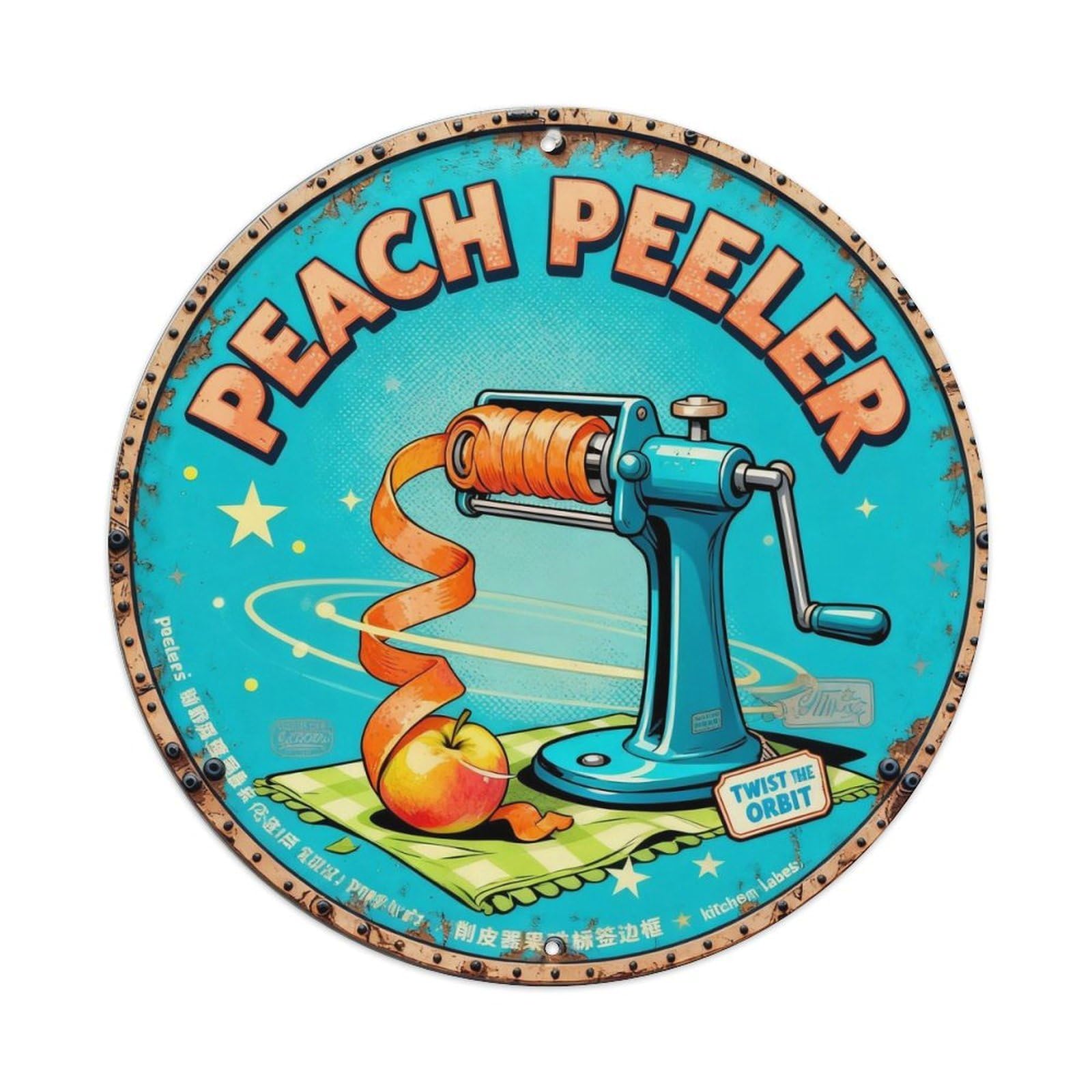Peach Peeler Sign Metal Tin Sign Plaque