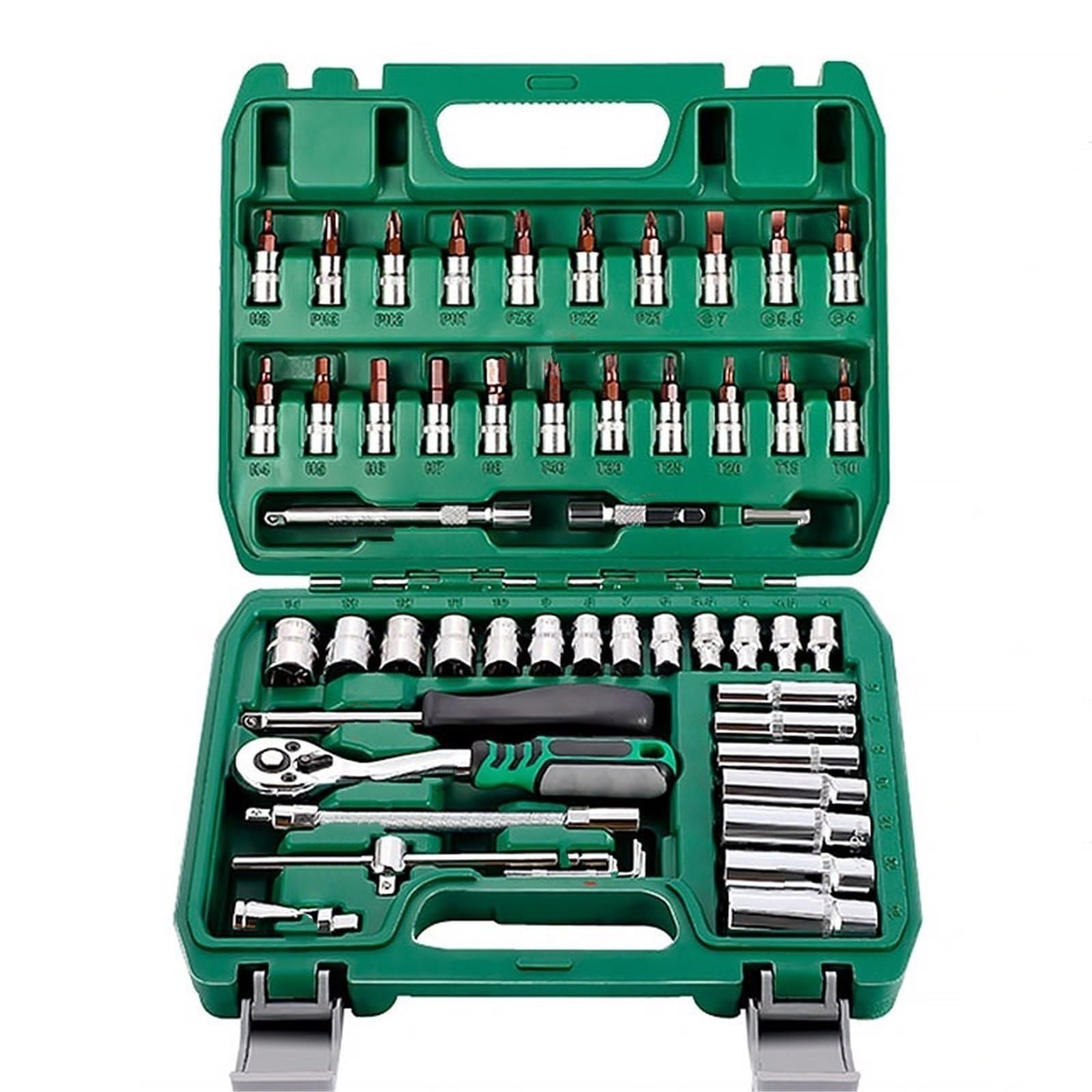 14-częściowy zestaw kluczy nasadowych z grzechotką 1/4 cala, bitem metrycznym, do napraw samochodowych Zestaw przedłużek(53pcs)