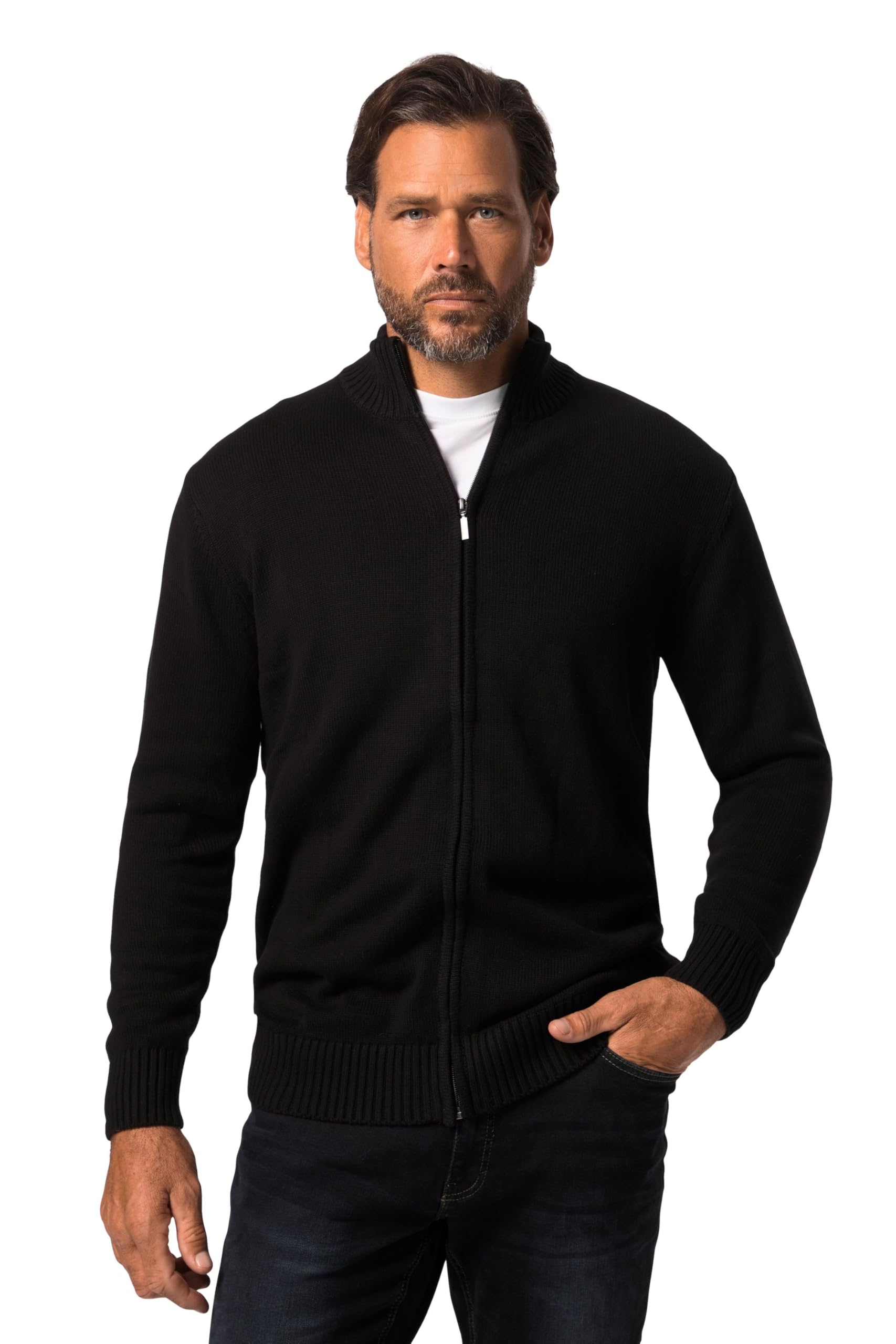 Gilet en Tricot Noir à Col Droit pour Hommes Grandes Tailles 6XL