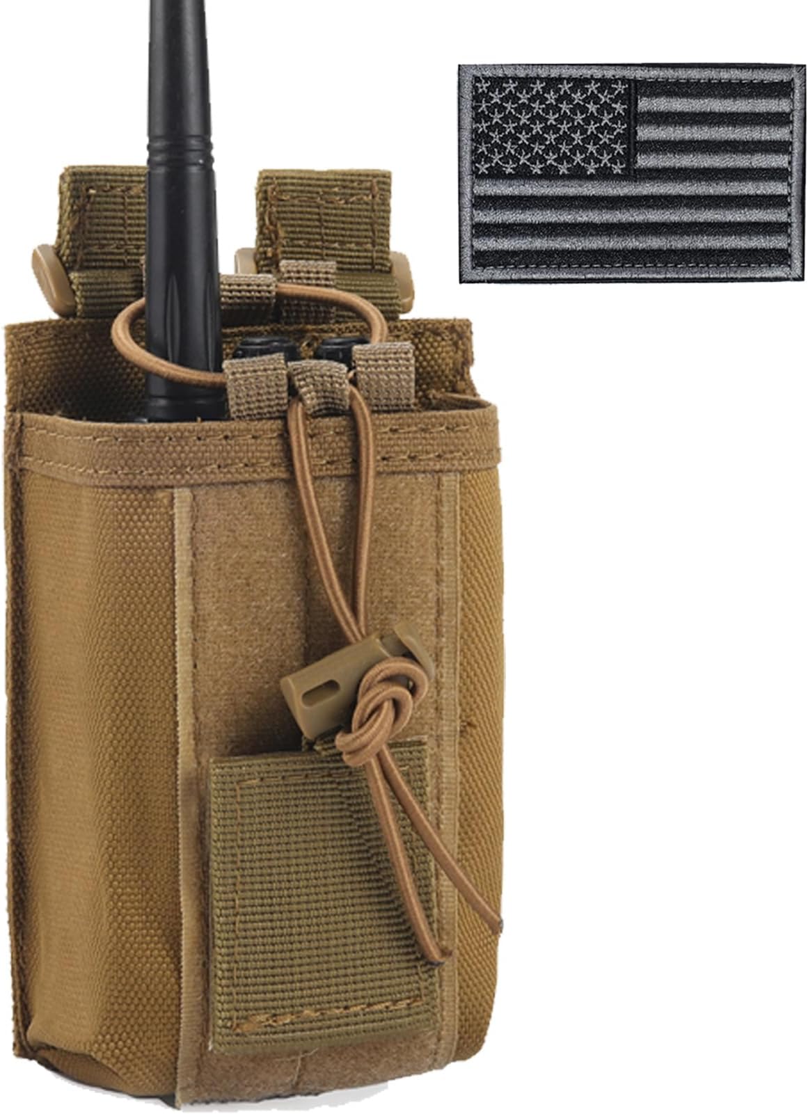 Radio Pouch - 1000D Tactical Molle Adjustable Two Way Radios Holder Bag Case for Walkie Talkies (1 Pack Tan)