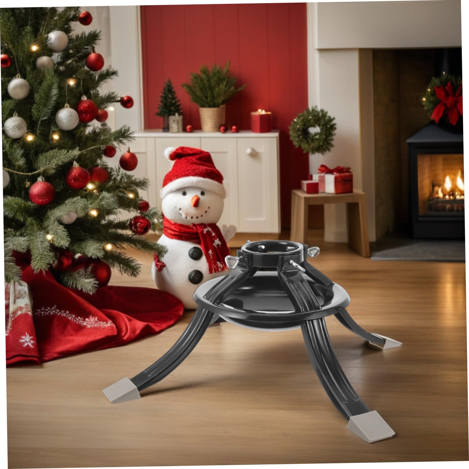 Base de Soporte para Árbol de Navidad de Hierro Forjado Soporte Redondo Ajustable Accesorio para Árbol Real para Exhibiciones Navideñas