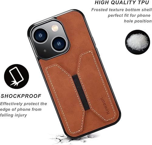 Miniatura 3 de Kowauri Funda para iPhone 15, piel sintética, con ranura para tarjeta de crédito, funda protectora ultra delgada para iPhone 15 (6.1 pulgadas),
