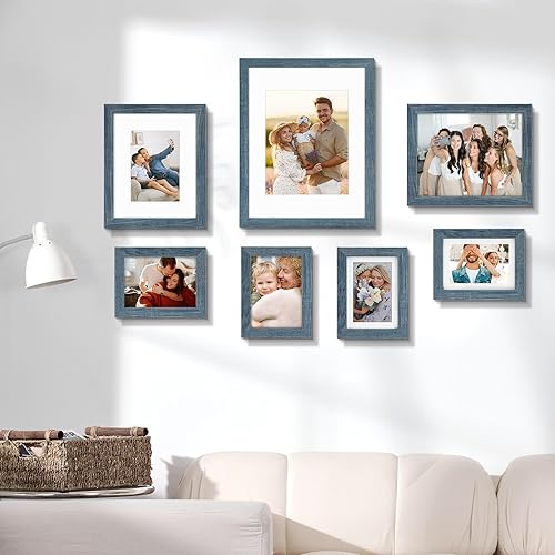 Vista 2 de Golden State Art, Gallery - Marcos de pared, 11 x 14, 8 x 10, 5 x 7 pulgadas, múltiples marcos de fotos, collage para pared o mesa con paspartú