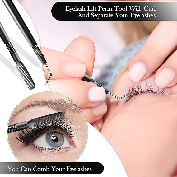 Chumia 2 Pcs 2 in 1 Lash Comb Lift Tool Eyelash Separator Tool, Black