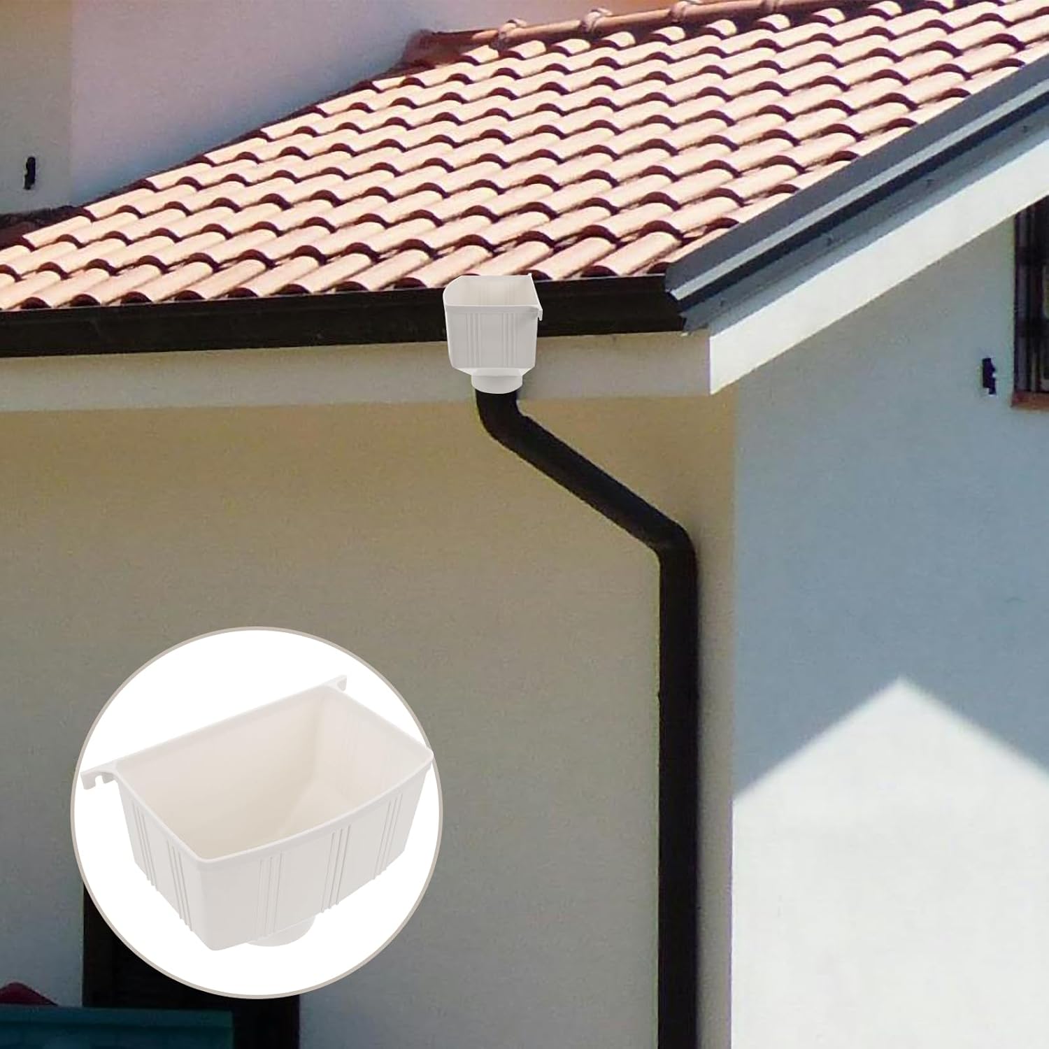 Rain Downspout Connector 9.21X6.29X5.43In PVC Gutter Downspout Part for Outdoor Rainwater Collection and Foundation Protection