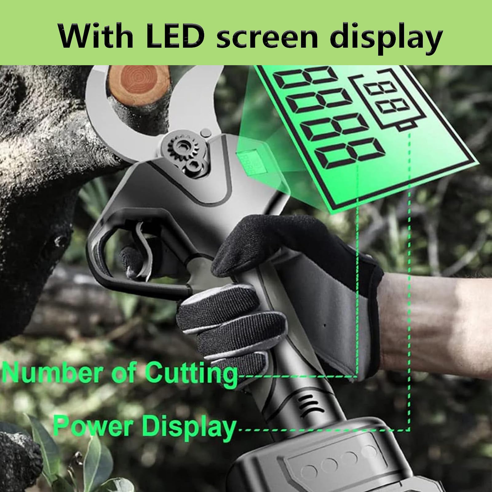 Tijeras de podar eléctricas de 40 mm - Tijeras de podar eléctricas progresivas con 2 baterías de 21 V/4500 mAh, Tijeras de podar inalámbricas para jardinería,1battery