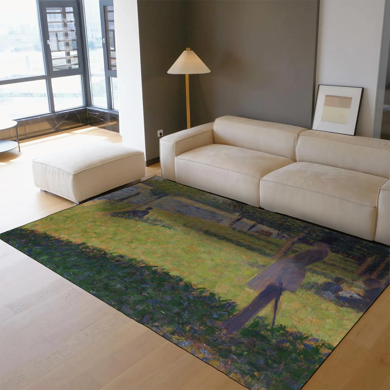 Tapis pointillisme artistique haut de gamme 140x180 cm motif couple style français