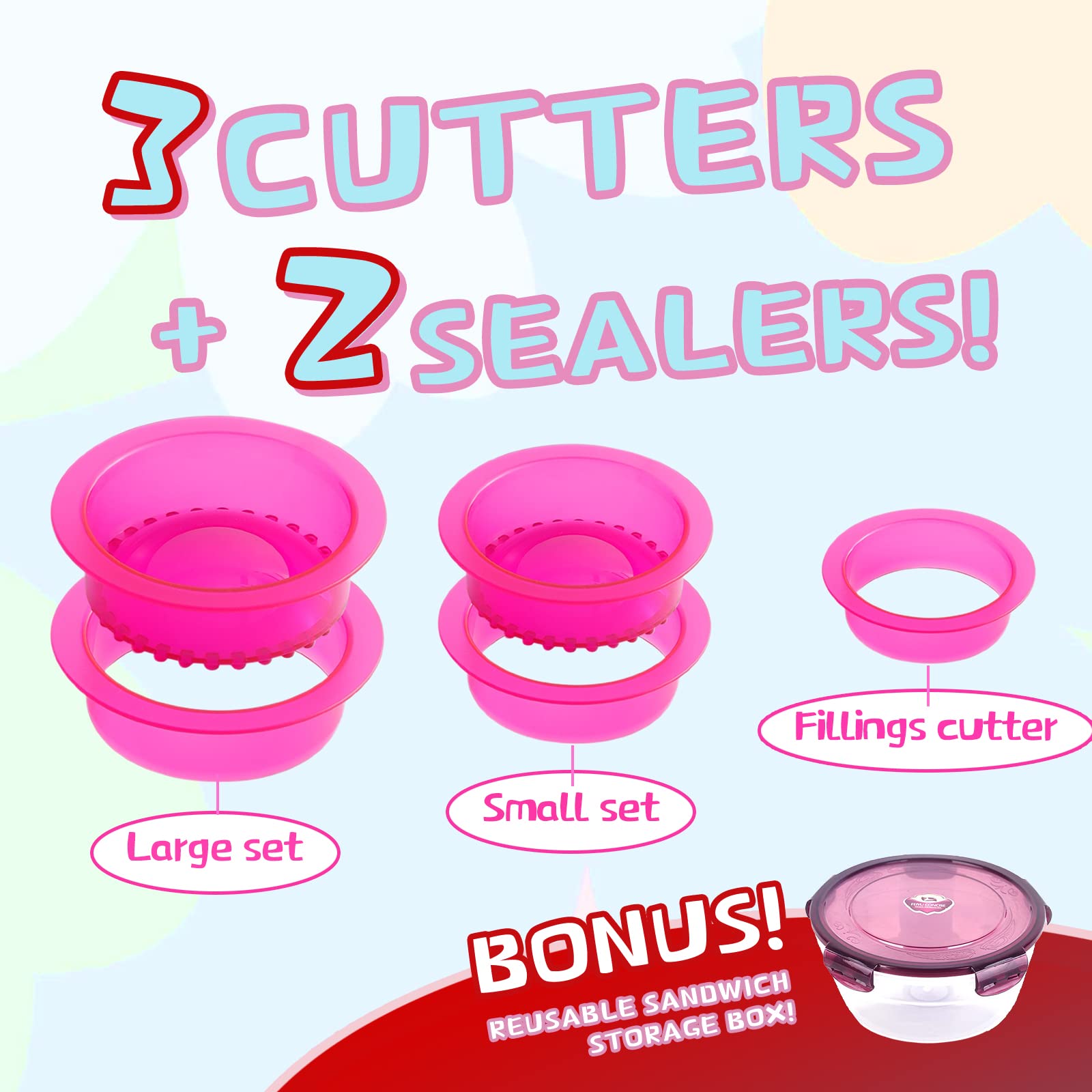 Funeta Uncrustables Sandwich Cutter & Sealer - Makes Crustless Sandwiches, Includes Food Picks & Veggie Cutters