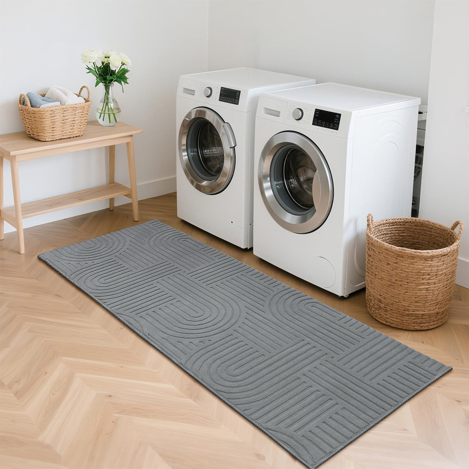 Enyhom Lot de 3 tapis de bain antidérapants et lavables pour toilettes, tapis de bain doux