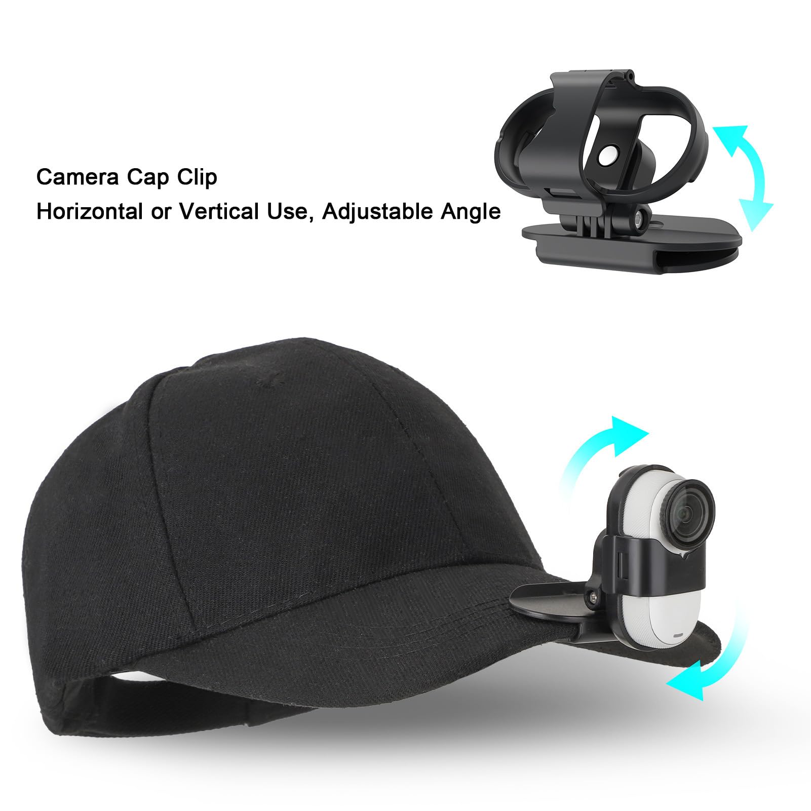 ASHATA Clip Para Gorra Con Rotación 360° Para Cámaras GO 3 Y GO 3S – Soporte Para Visión En Primera Persona (POV), Abrazadera De ABS Para Sombrero, Mochila Y Cinta Deportiva