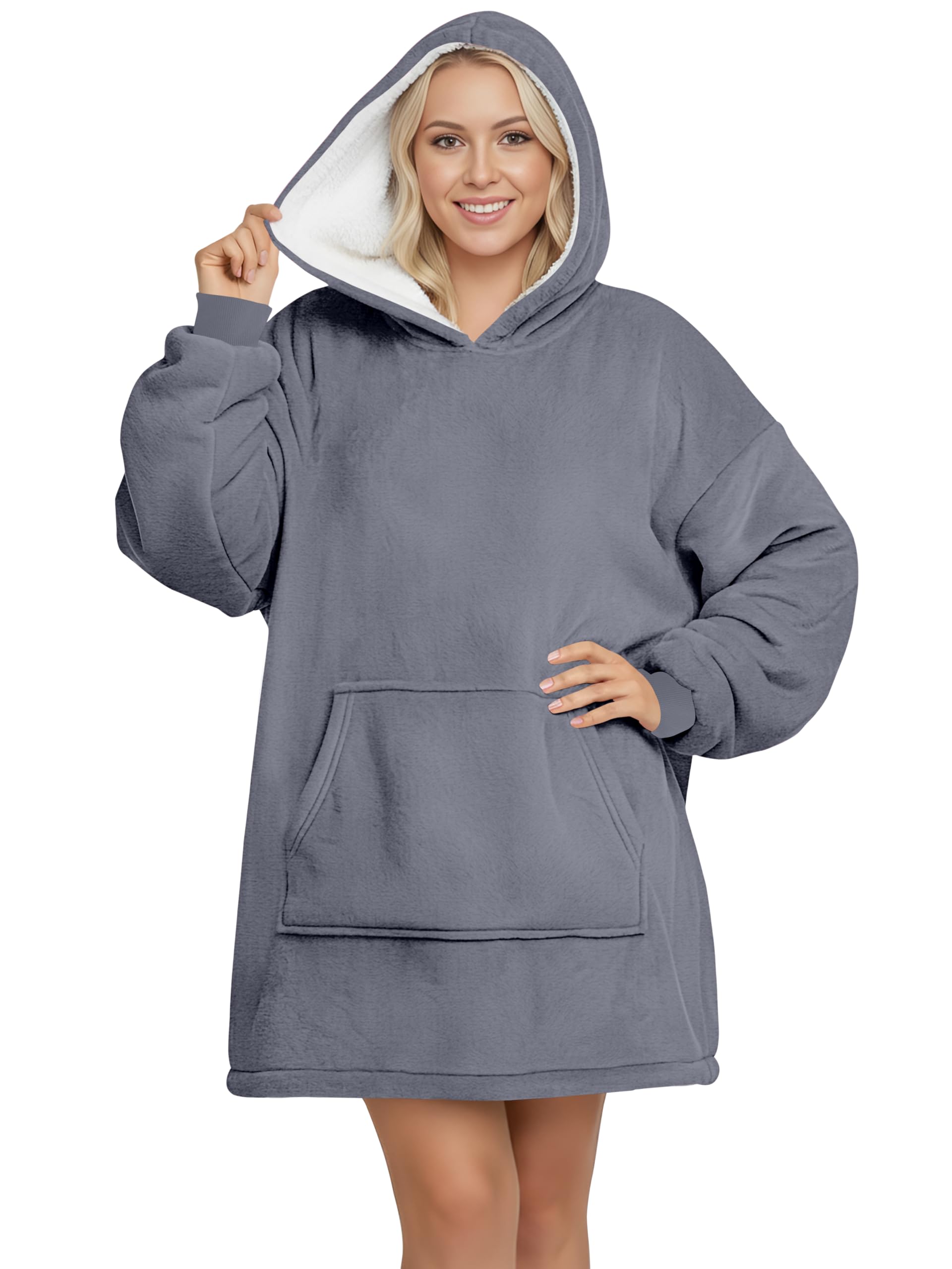 Oversized Blanket Hoodie Ultra Soft Sherpa Fleece Wearable Throw Giant Sweatshirt Comfortable Oodie Blanket For Women And Men