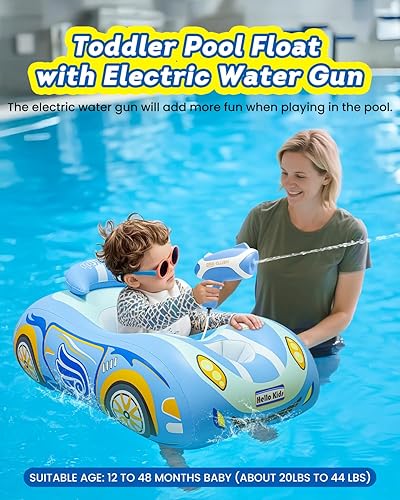 Miniatura 2 de Pistola de agua automática con flotador de piscina para niños pequeños, flotador inflable para piscina de bebé, juguetes de piscina para niñas de 3