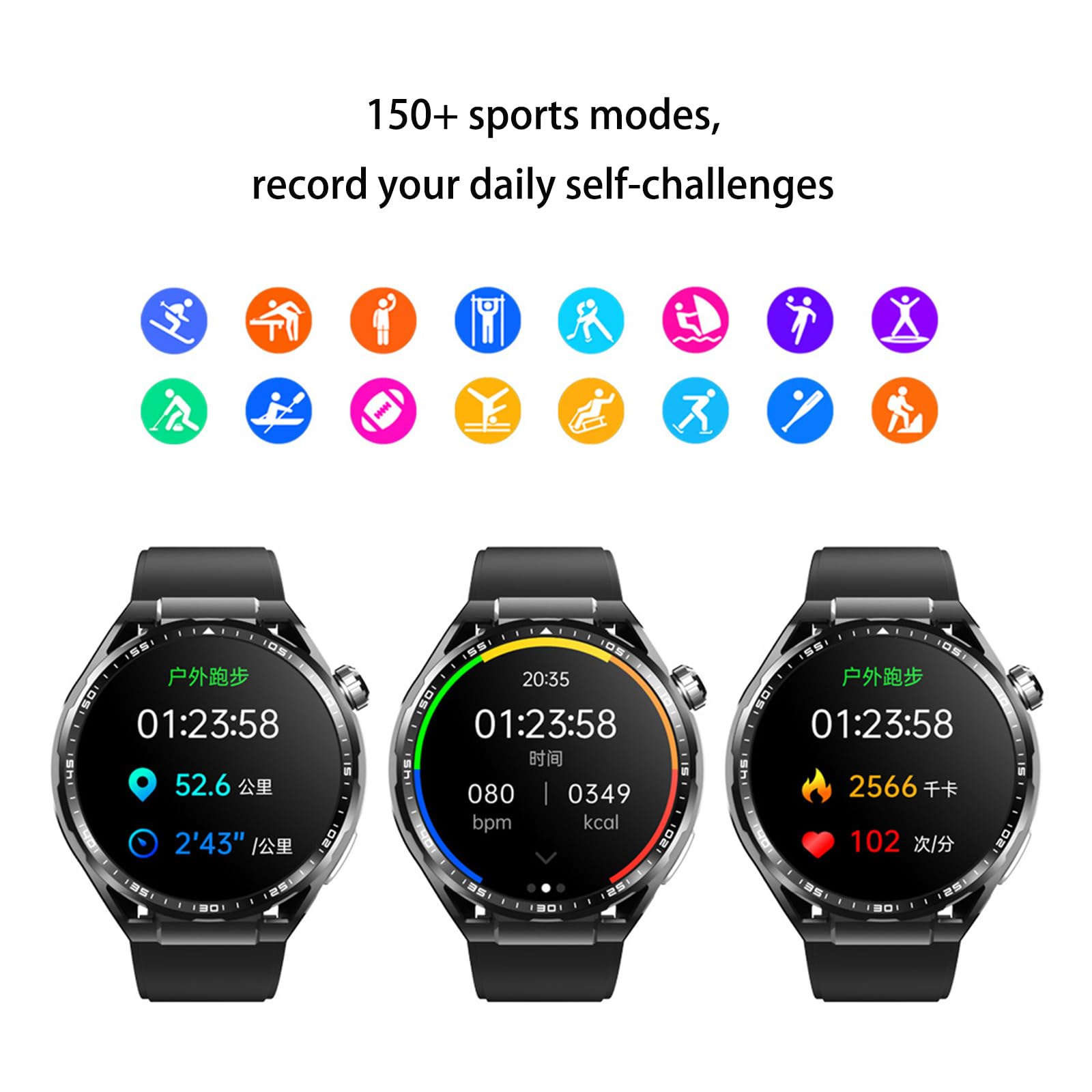 Smartwatch Dla Mężczyzn 1,55 "ekran HD Połączenia Bluetooth Tracker Fitness Monitorowanie Zdrowia IP67 Wodoodporny Krokomierz Dla IOS/Android,E