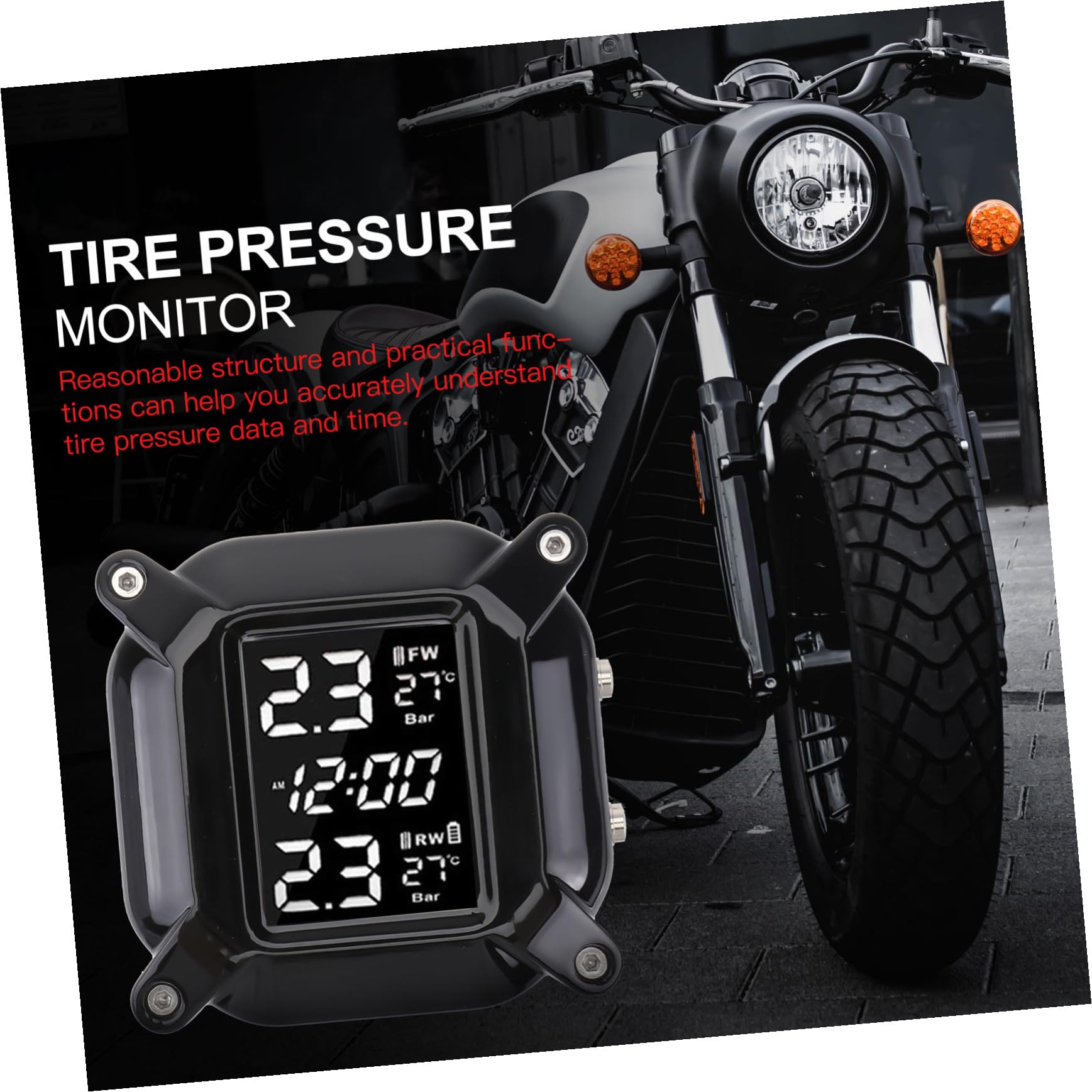 Zerodeko Monitor de Presión de Neumáticos para Coche Monitoreo en Real de Presión y Temperatura Material Plástico Negro Sensor Externo, Pantalla LCD Digital