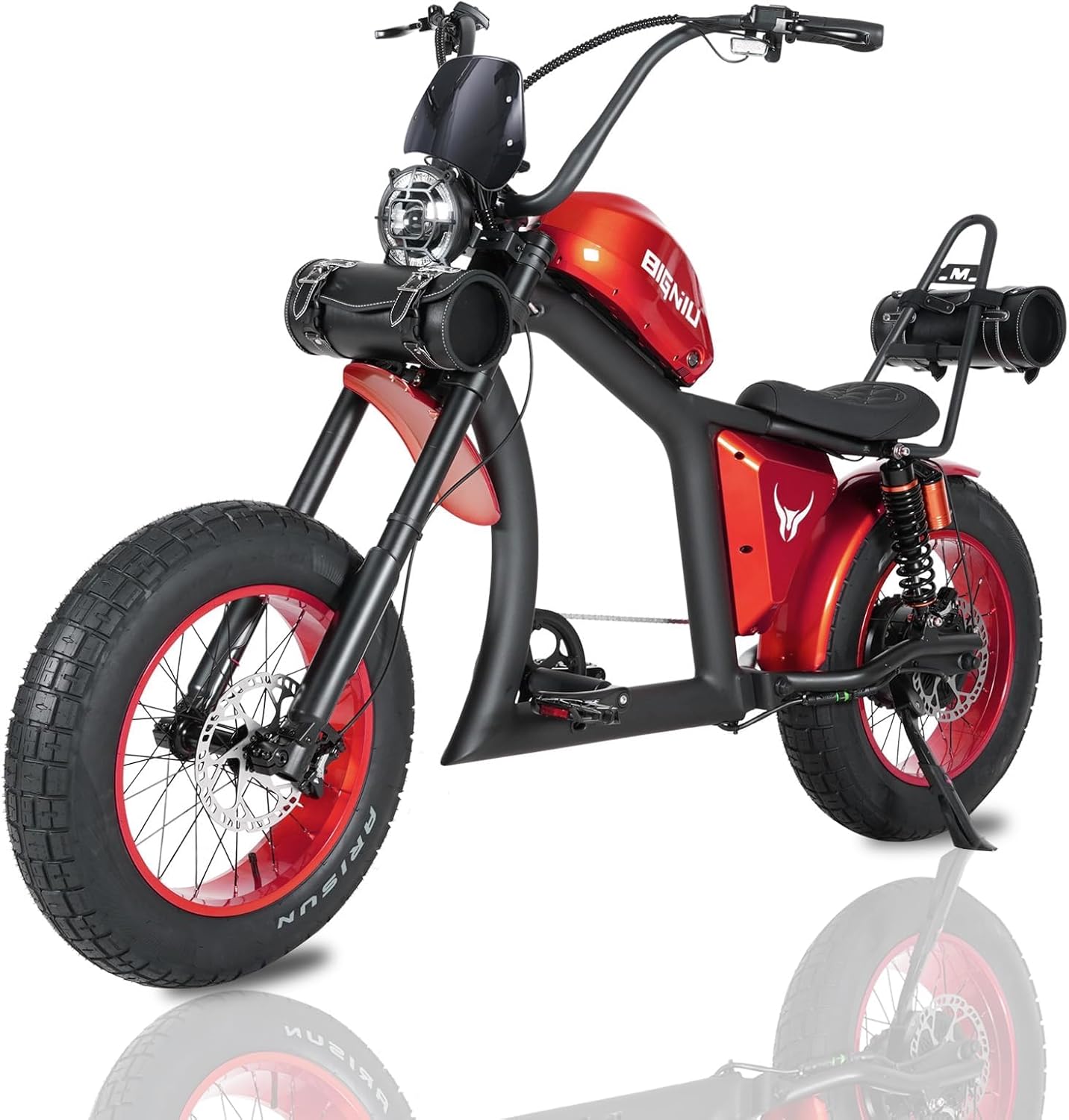 BIGNIU Adult Electric Bike, 1500W Brushless Motor 52V/29.4Ah Range Up to 38 Miles E Bike Front/Rear Turn Signals Dual Suspension Electric Bike BG-X PRO