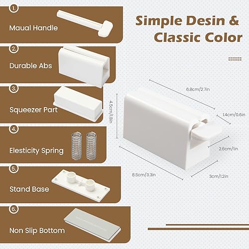 Miniatura 2 de ISKYBOB Juego de 2 soportes de tubo rodante para pasta de dientes, dispensador de pasta de dientes, color blanco y azul marino