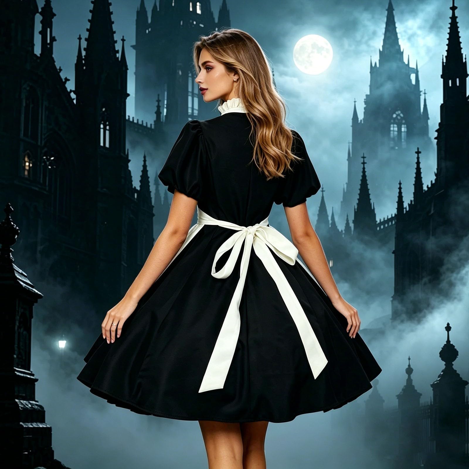 Gothic-Lolita-Kleid Für Damen Mittelalter Kostüm Damen Cosplay | Gothic Für Halloween Cosplay Kostüm Dienstmädchen Kostüm Lolita Dress Lolita Faschingskostüm Anime French Maid Dress