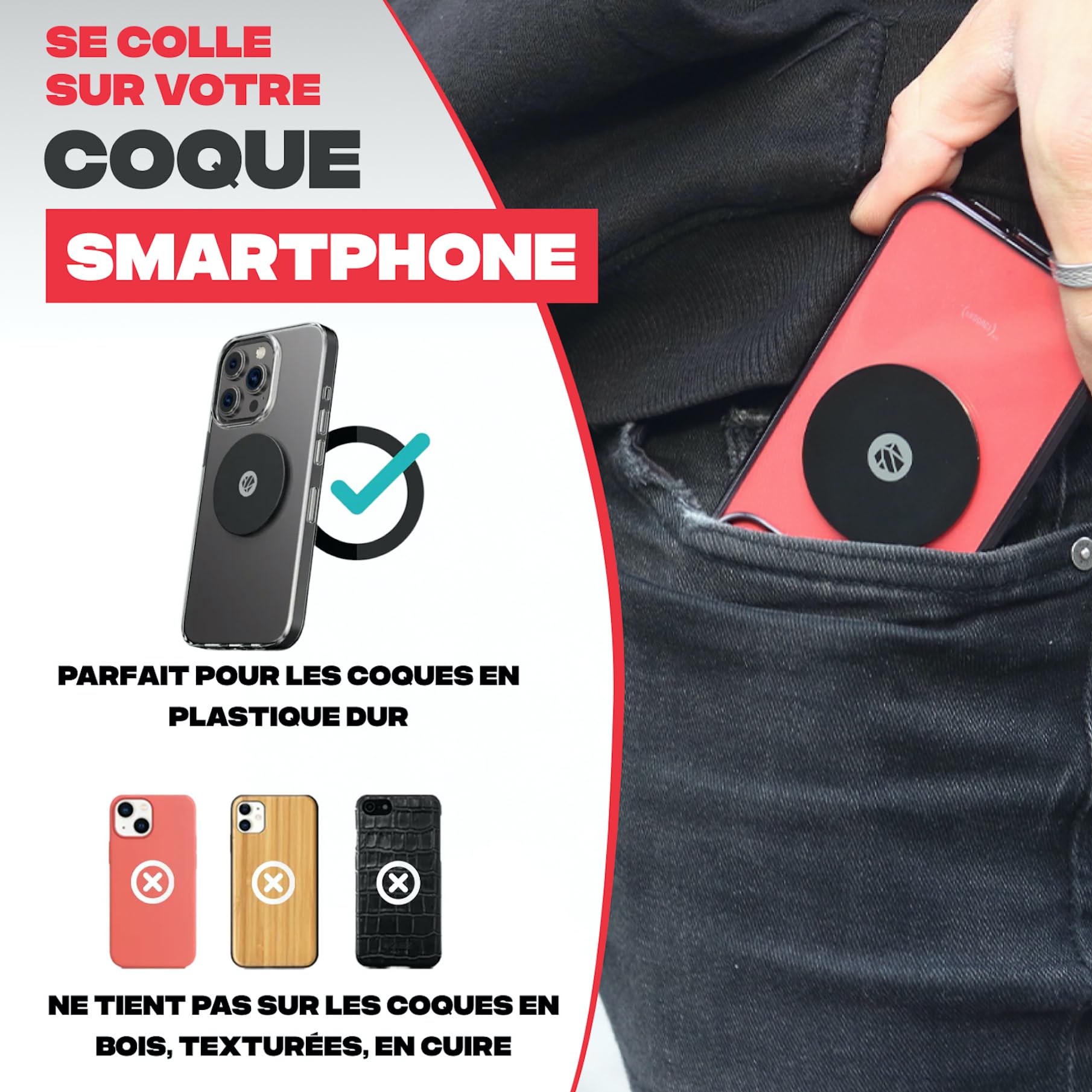 Shapeheart Support Téléphone Vélo Magnétique - Pose et Retire en Une Main - Fixation Guidon Universelle pour VTT, Moto, Trottinette - Plaque Métallique Incluse - Maintien Stable, Rapide et Amovible