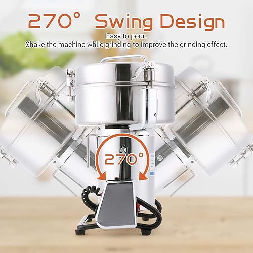 Miniatura 4 de BAOJIAFU Molinillo eléctrico de grano de 105.82oz de alta velocidad, molinillo de hierbas de grano de 4000 W, molinillo de polvo superfino de acero