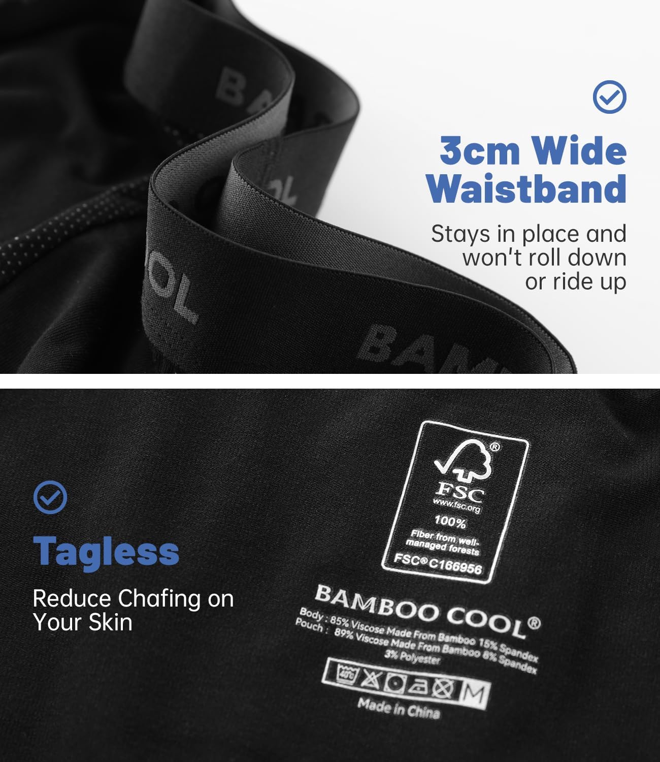 BAMBOO COOL Men's Trunks with U-Mesh Vent - Breathable Viscose, Tag-Free, Anti Ride-Up Underwear for Men - Image 3