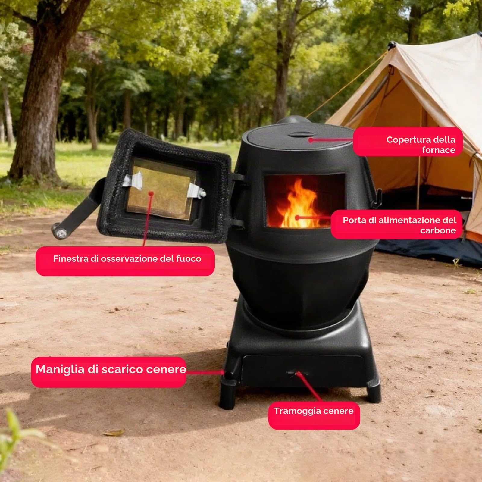 Stufe A Pellet For Riscaldamento Domestico, Stufa A Legna In Ghisa, Stufa Da Esterno Con Finestra Panoramica, Conservazione Del Calore A Lungo Termine