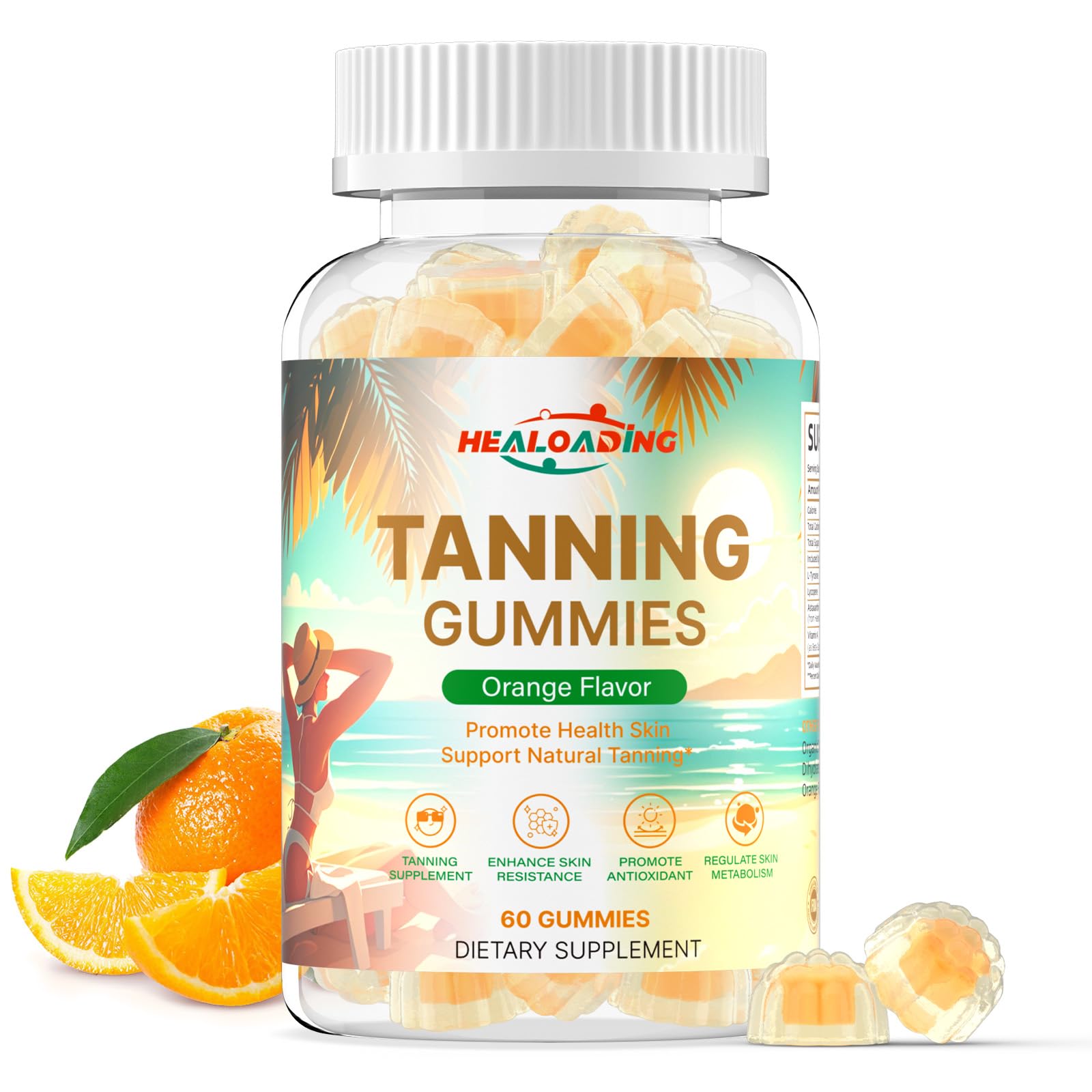 Tanning Gummies Supplement for Women Daily Tanning Gummies with Astaxanthin L-Tyrosine Lycopene Vitamin A for Tanning Supplement Sun