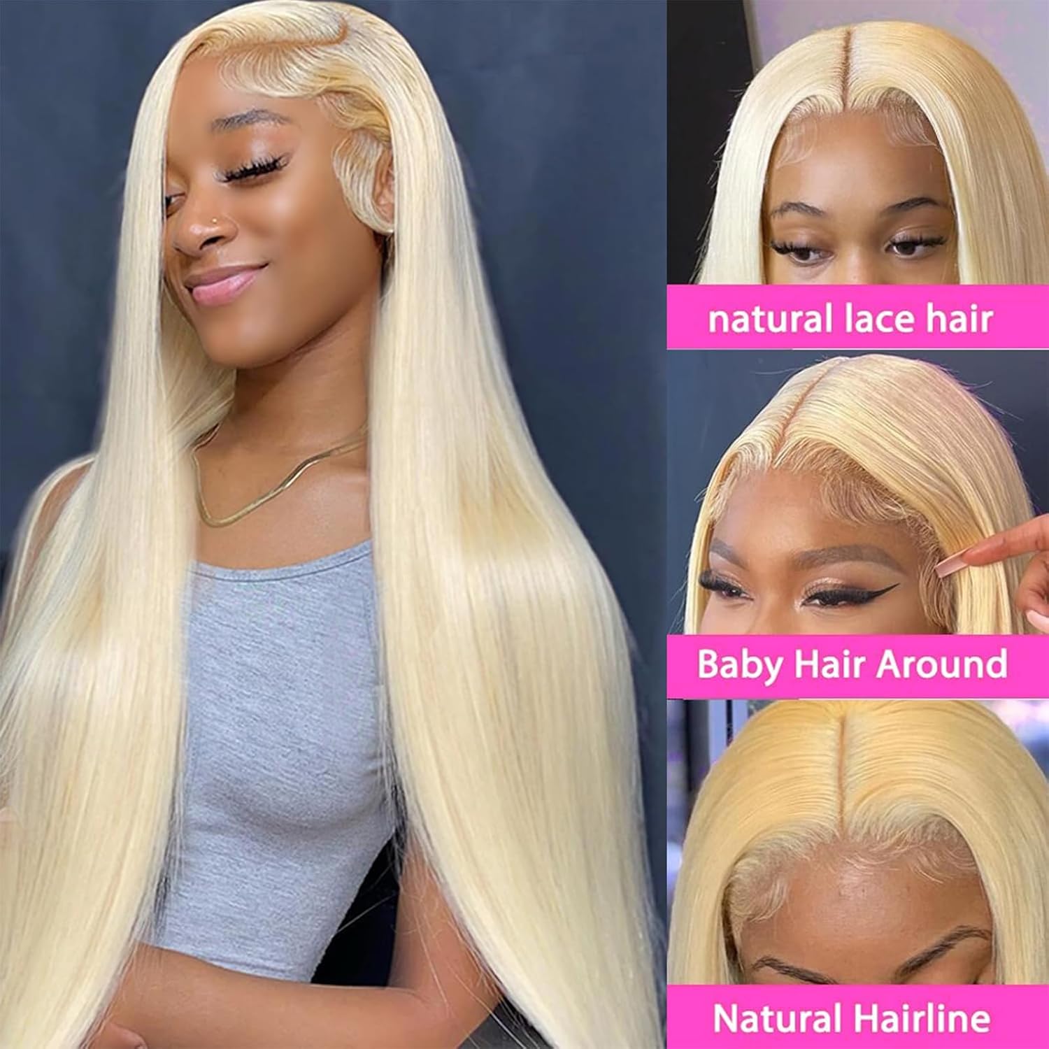 26 Inch 613 Lace Front Wig Human Hair 200 Density Blonde Wig Human Hair 13X6 HD Transparent Straight Lace Front Wigs Human Hair Blonde Glueless Wig for Women Pre Plucked with BabyHair