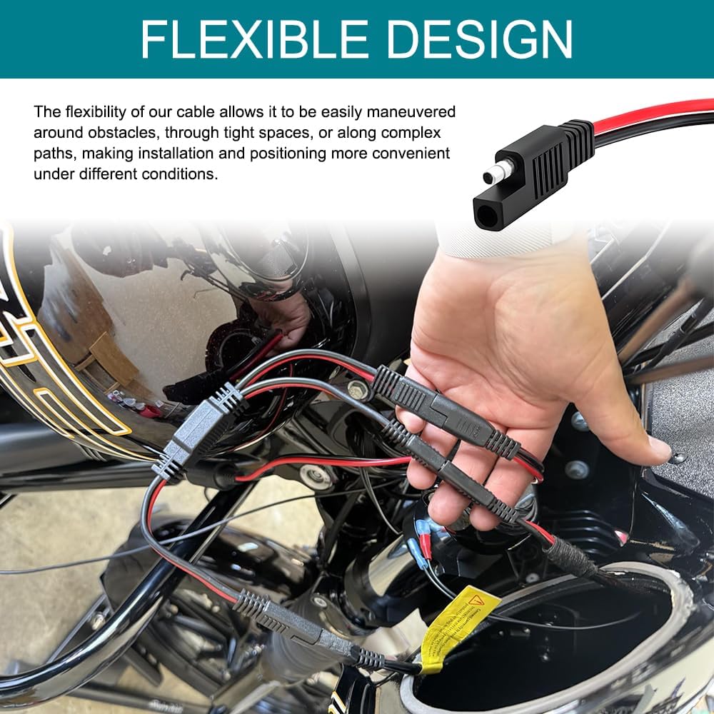 2PCS SAE Connector, 12AWG SAE Extension Cable, 30cm Quick Disconnect Wire Harness Plug Cable, Universal Power Automotive Extension Cable for Motorcycles, Solar Panels, Tractors (12AWG) image 5