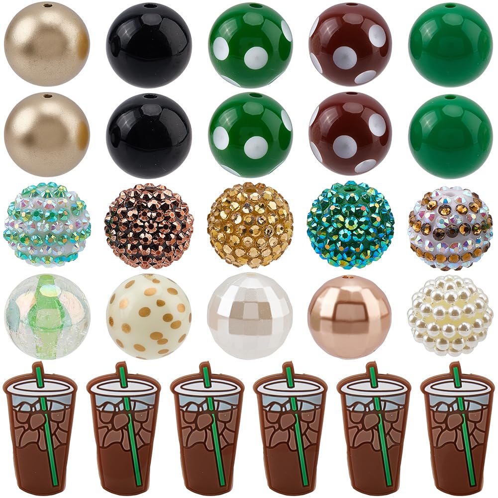 Perles acryliques assorties couleur café pour création de bracelets et bijoux personnalisés