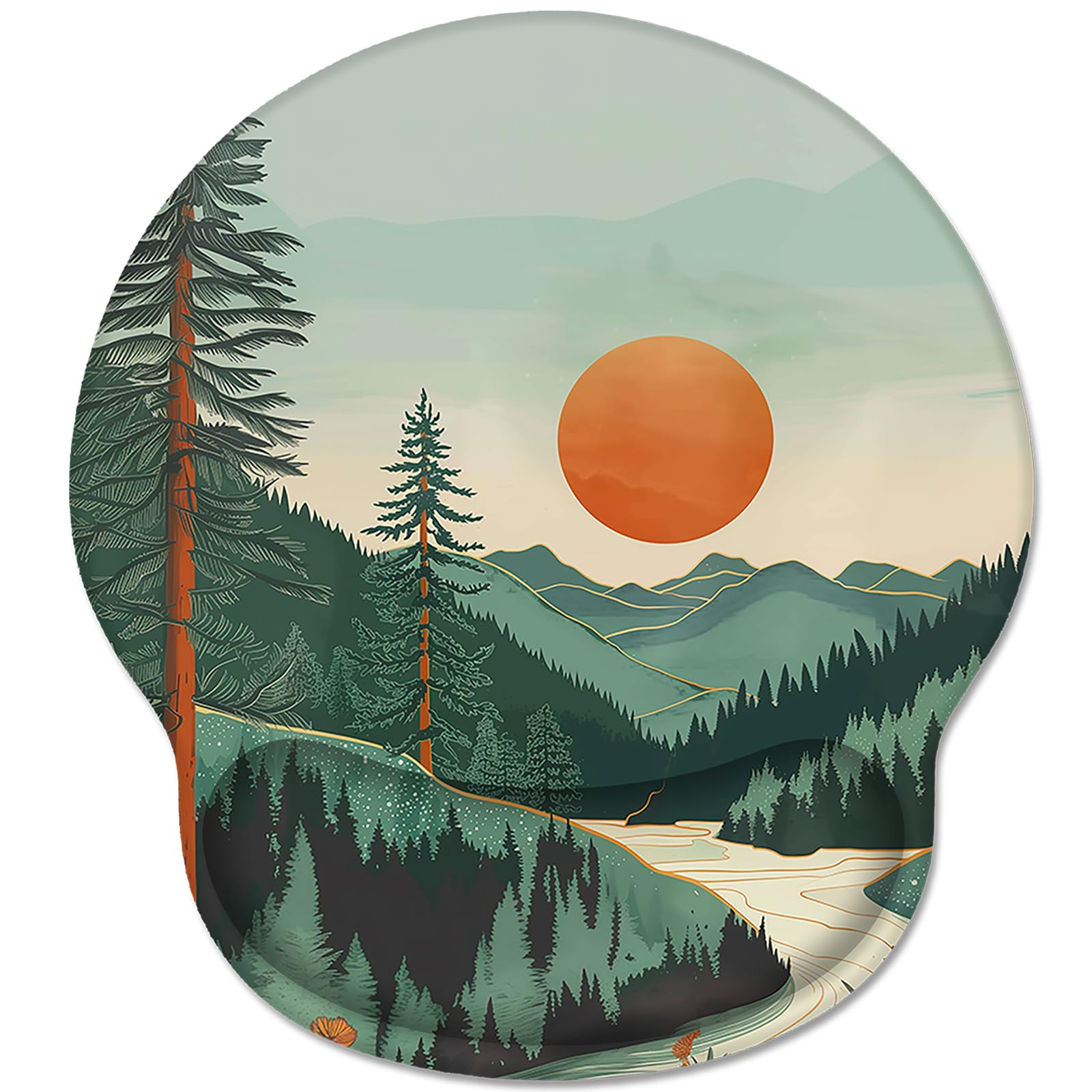 Hancynir Ergonomic Mouse Pad Wrist Support Sunset Mountain Mouse Pads with Wrist Rest Computer Mousepad for Desk with