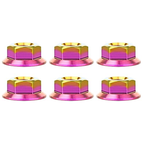 Miniatura 17 de Titanium DIN6923 M5 M6 M8 M10 M12 M14 M16 - Juego de 6 tuercas hexagonales (paso M8, 0.069 pulgadas, dorado)