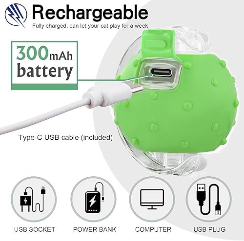 Miniatura 5 de Combo de bolas de juguete interactivas rojas y verdes para gatos  Juguetes automáticos para gatos en movimiento ágil con 4 accesorios de cola, canto