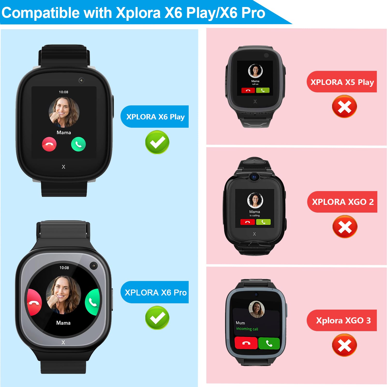 Snyeest Nylon Strap Compatible With XPLORA X6 Play Band, Kids Watch Soft Lightweight Breathable Adjustable Replacement Sport Wristband For Boys Girls, 2 Cm, Nylon