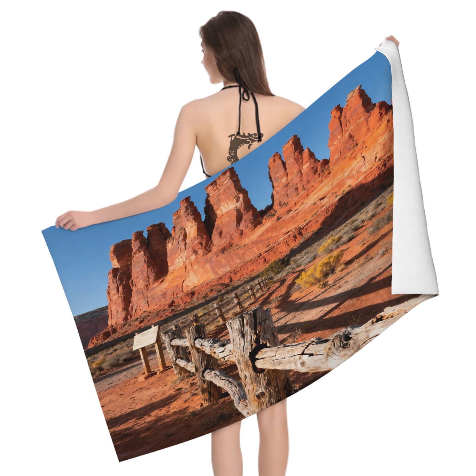 Leichong 3D Desert Landscape Beach Towel Microfiber Soft Quick Dry for Adults, Natural Landscape Bath Towel Lightweight Soft Absorbent for Travel Swimming Pool Sports, 75 x 150 cm