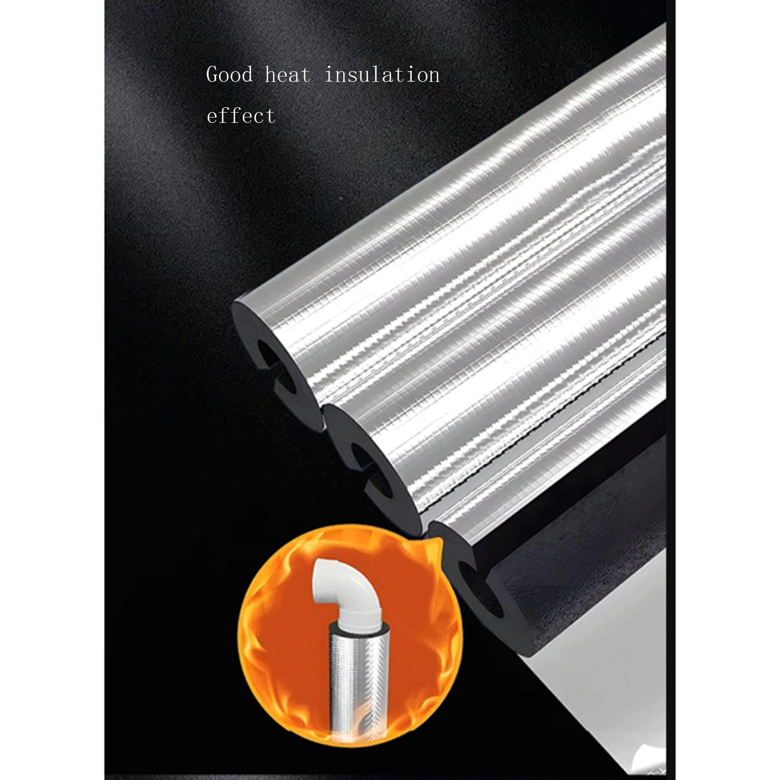 Funda de aluminio autoadhesiva impermeable ignífuga para tuberías de goma y plástico, aislamiento térmico anticongelante, 22 mm x 20 mm x 1 m