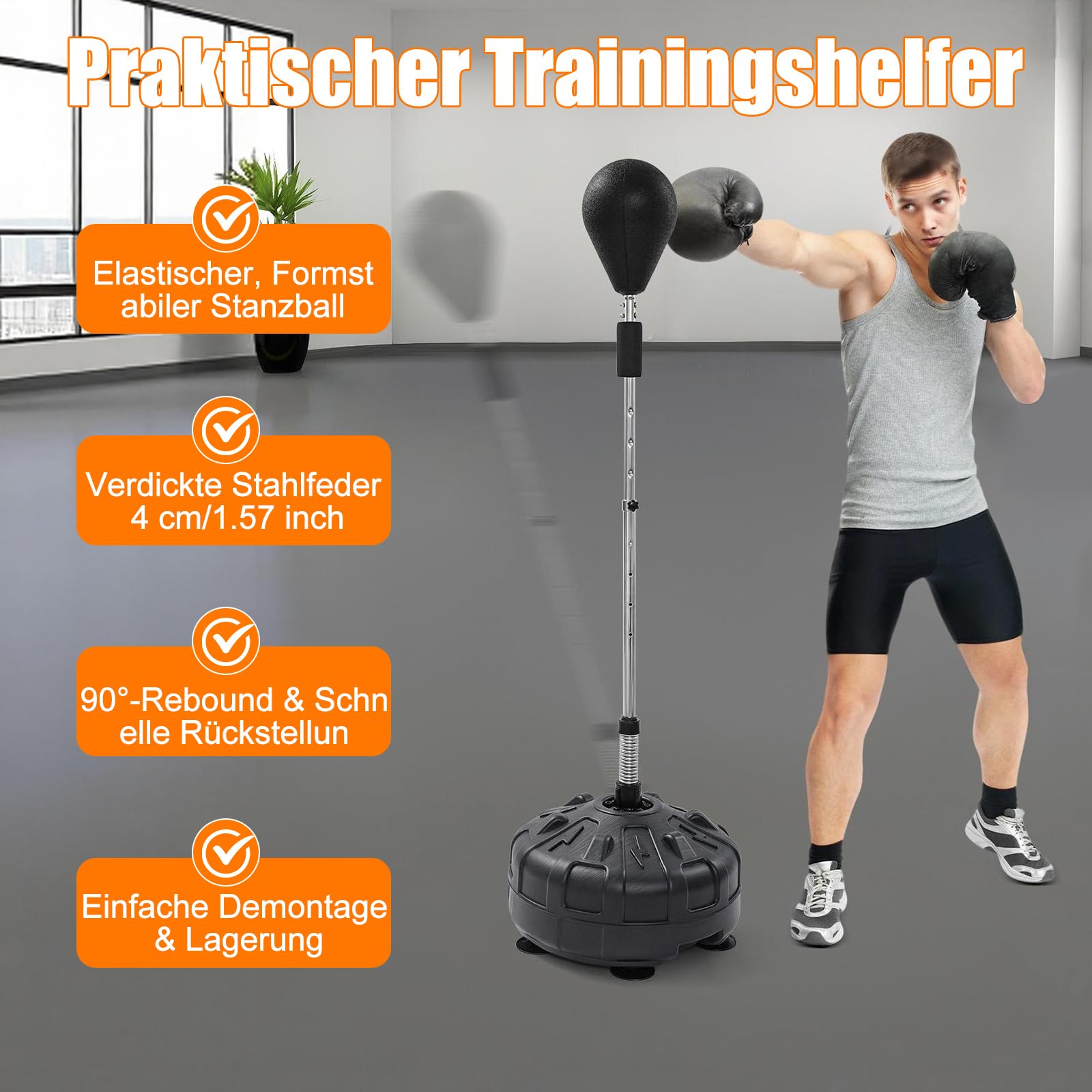 Punchingball Boxstand Boxsack Stehend Erwachsene Standboxsack Höhenverstellbarer Standbox für Boxen Ausrüstung, Stressabbau & Fitness