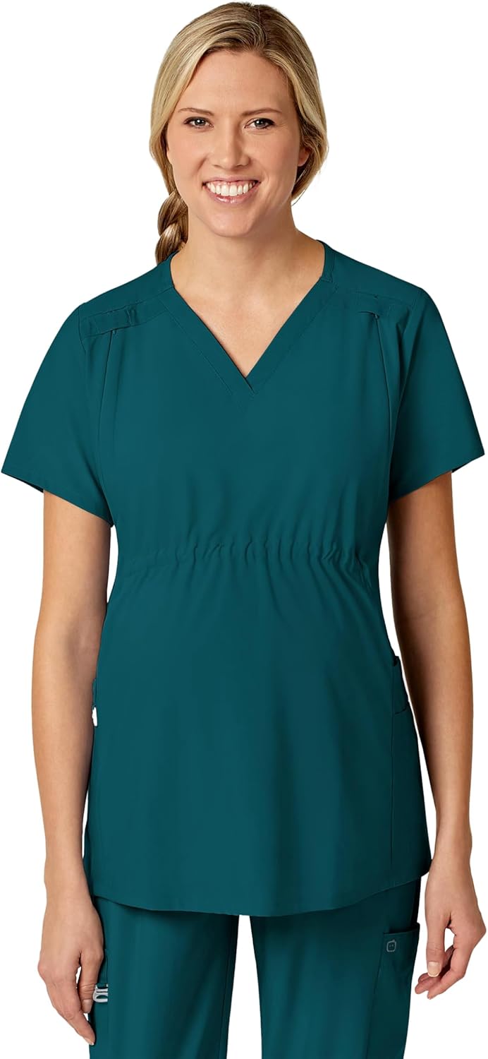 WINK Scrubs for Women, W123, Maternity V-Neck Tops with 5 Pockets