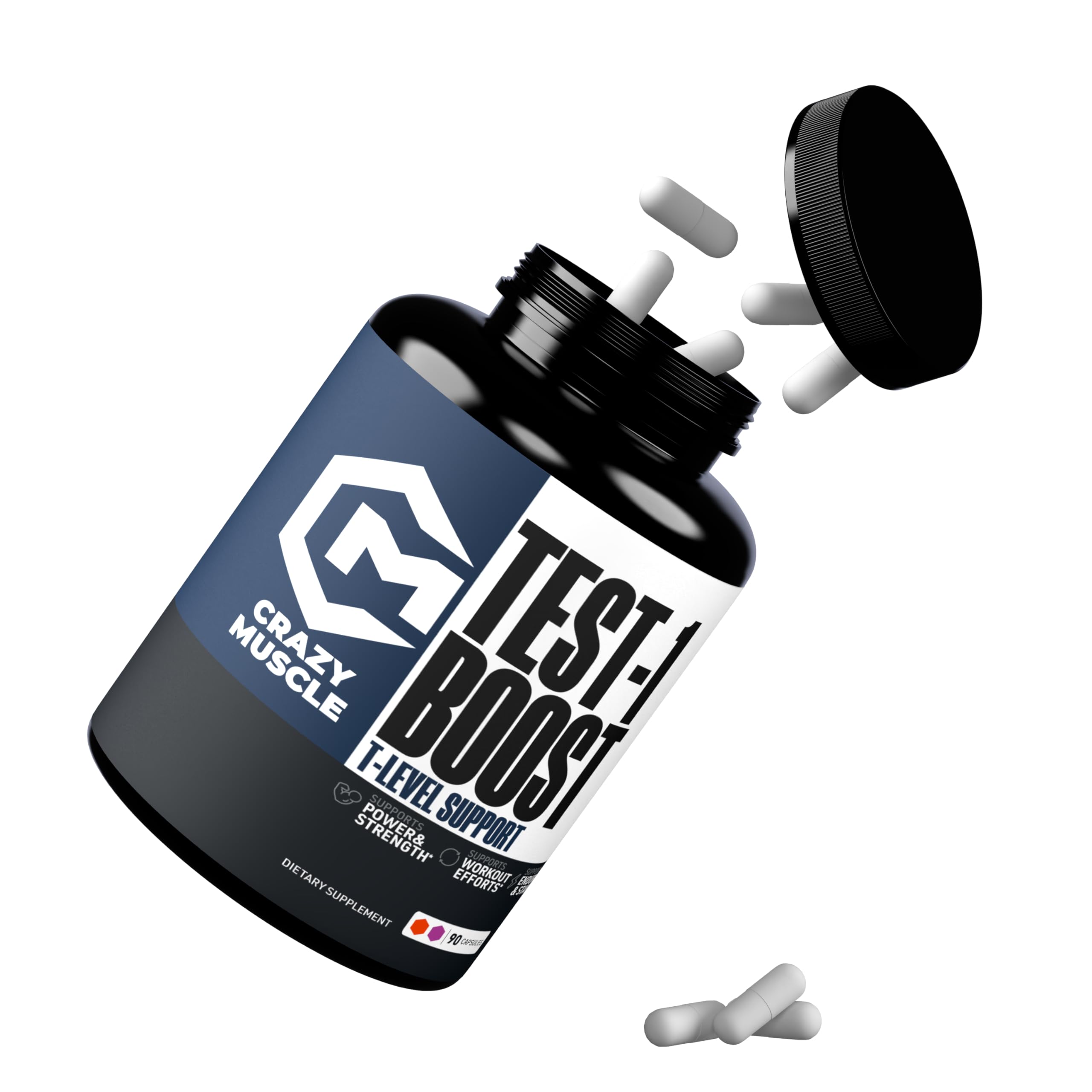 Crazy Muscle Booster for Men and Women (Over 1,300mg per Capsule) to Increase Low Levels in Males, Reverse The Effects of Low Levels on Muscle and Fat, 90 Supplement Pills