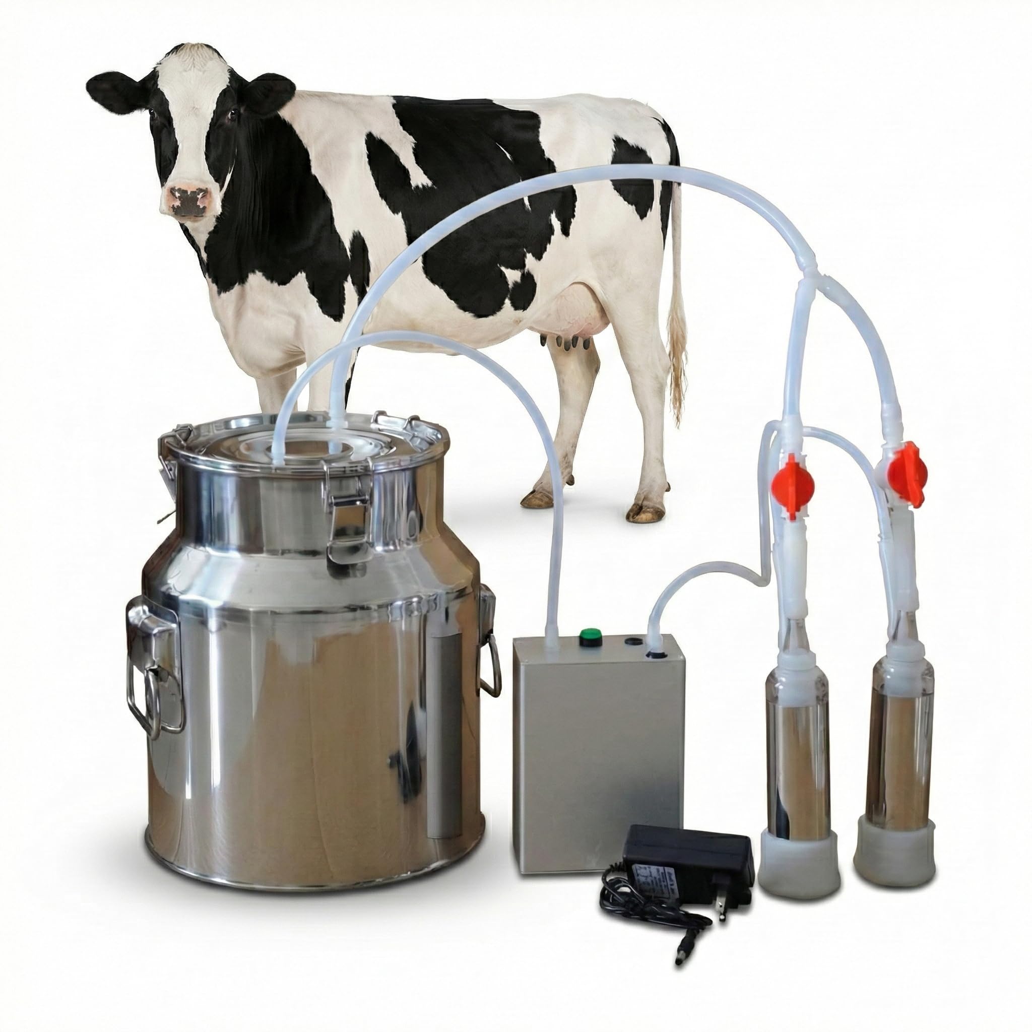 OrdeñAdora De Acero Inoxidable Al VacíO Para Ganado,OrdeñAdor De Vacas PortáTil,Con Tubo De Silicona FuncióN De Parada AutomáTica Con BateríA Recargable De 5200 Mah ( 14 L,Para Ganado Vacuno)